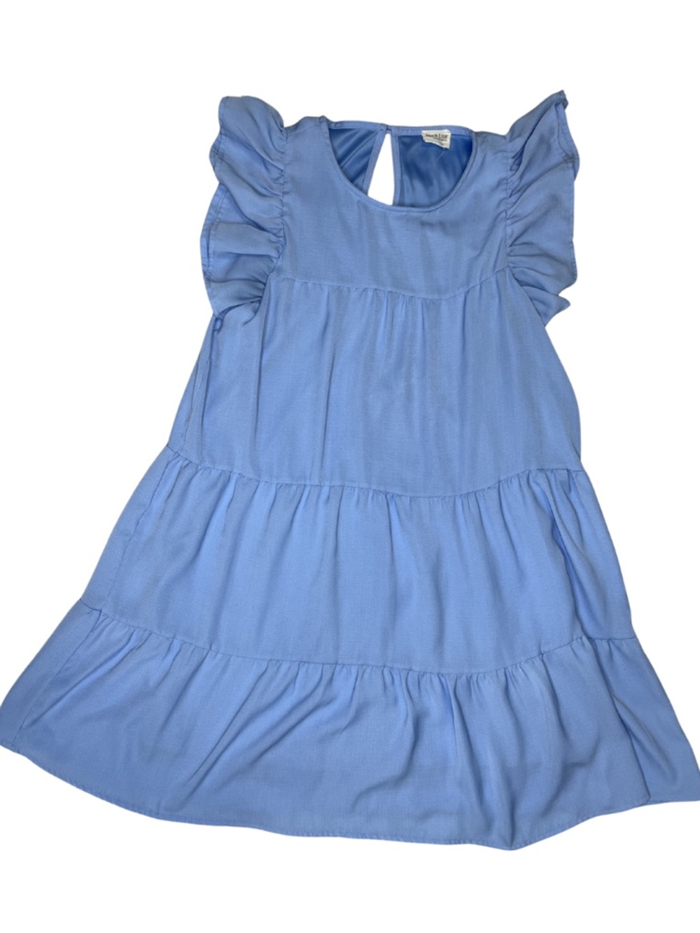 Peach Love California Blue Tiered Ruffle Sleeve Babydoll Dress Small